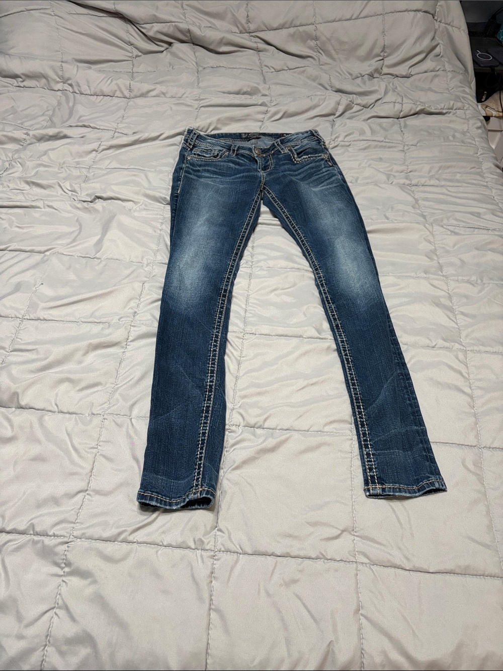 Silver skinny jeans